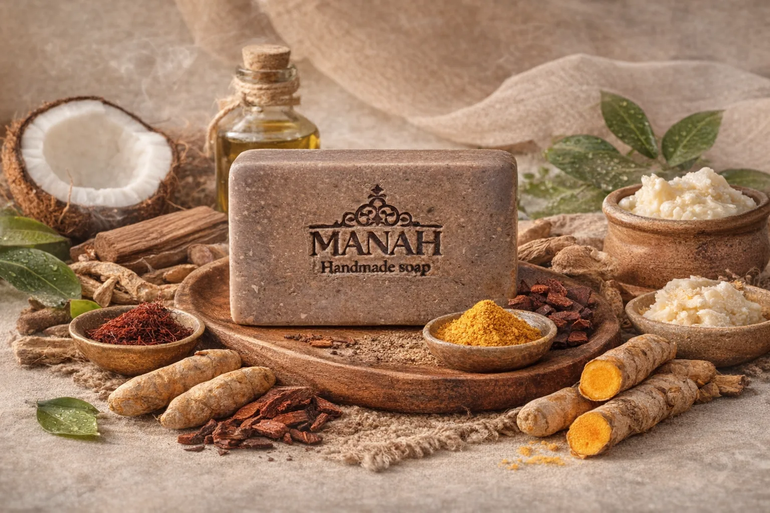 Manah Sandal Turmeric Botanical Soap – Handmade Ayurvedic Bathing Bar